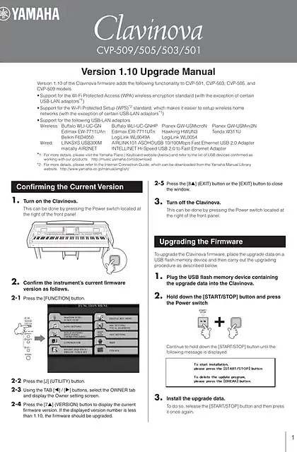 yamaha雅马哈Firmware upgrade - Installation for CVP-509_505_503_501 EN